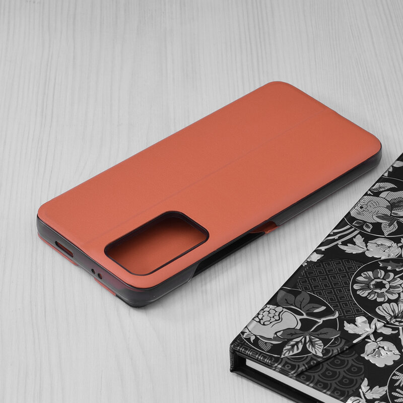 Husa Xiaomi Redmi Note 11 Eco Leather View flip tip carte, portocaliu
