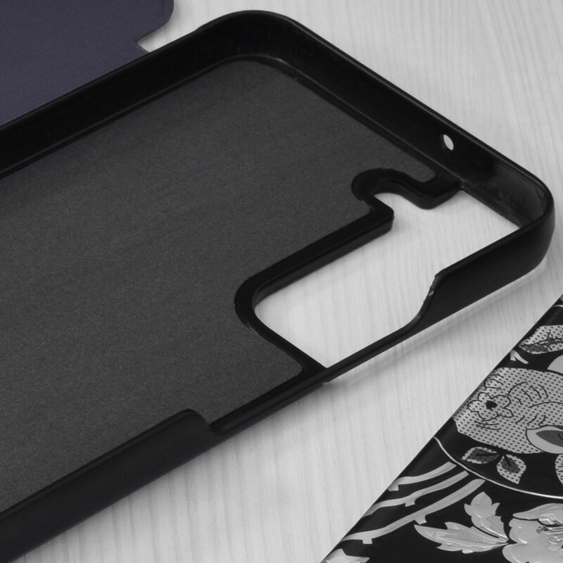 Husa Samsung Galaxy S22 5G Eco Leather View flip tip carte, albastru