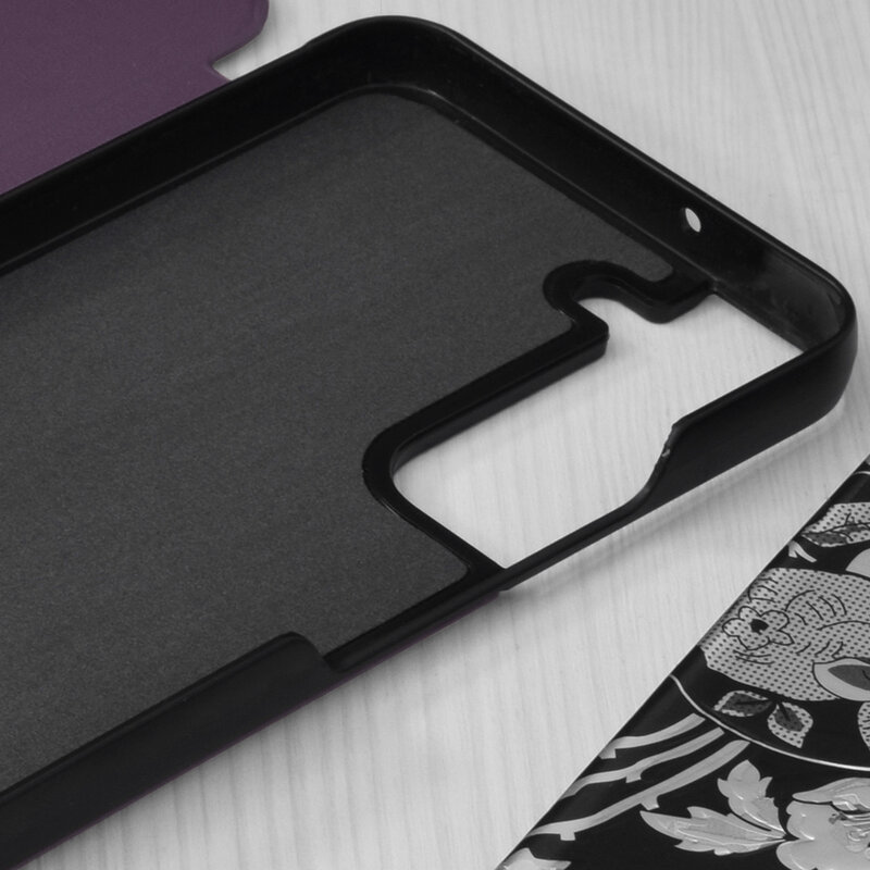 Husa Samsung Galaxy S22 5G Eco Leather View flip tip carte, mov