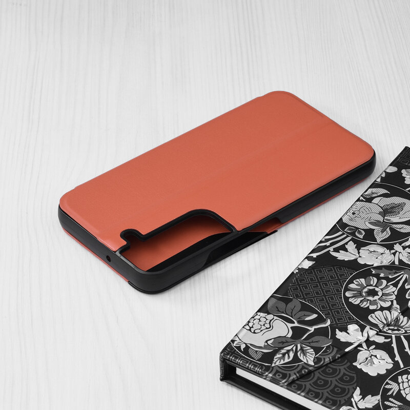 Husa Samsung Galaxy S22 5G Eco Leather View flip tip carte, portocaliu