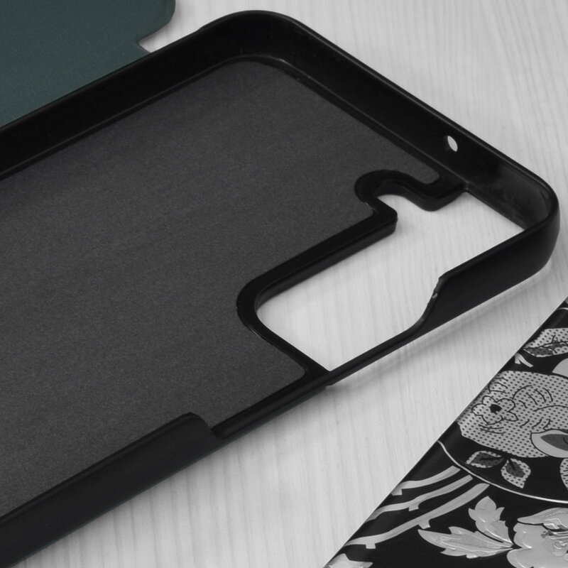 Husa Samsung Galaxy S22 5G Eco Leather View flip tip carte, verde