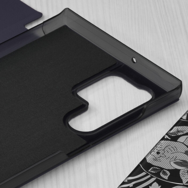 Husa Samsung Galaxy S22 Ultra 5G Eco Leather View flip tip carte, albastru