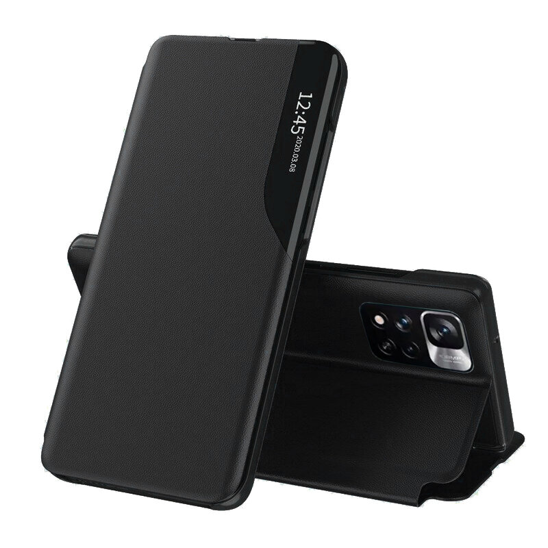 Husa Xiaomi Redmi Note 11 Pro+ 5G Eco Leather View flip tip carte, negru