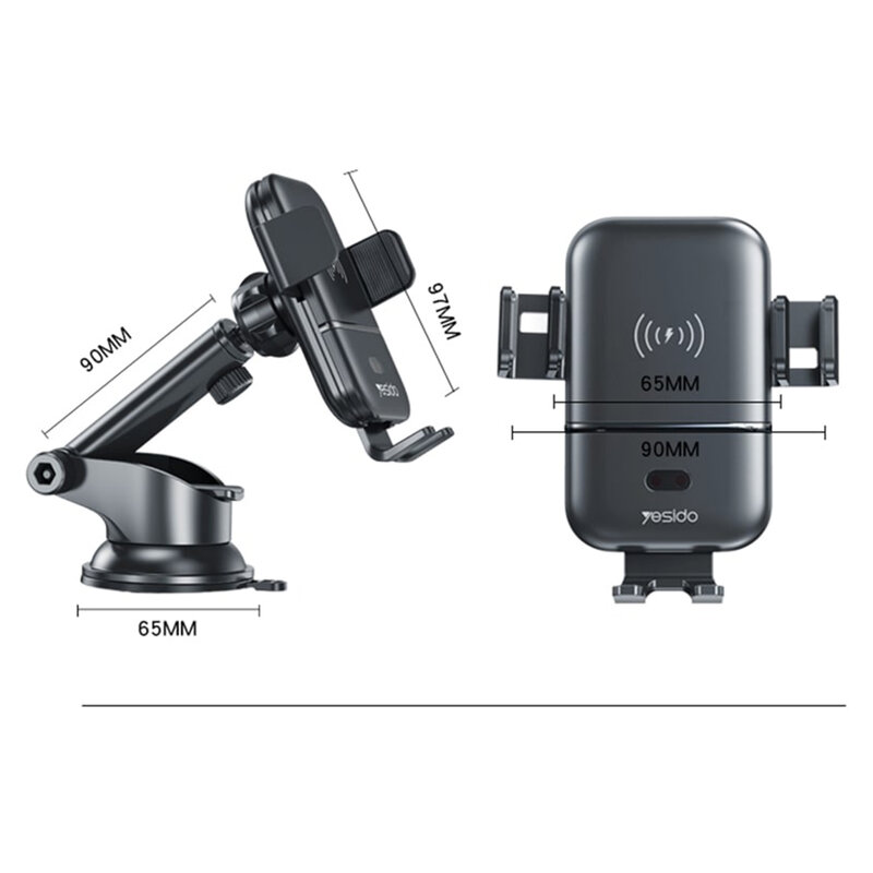 Suport telefon auto, incarcare wireless 15W Yesido C121, negru
