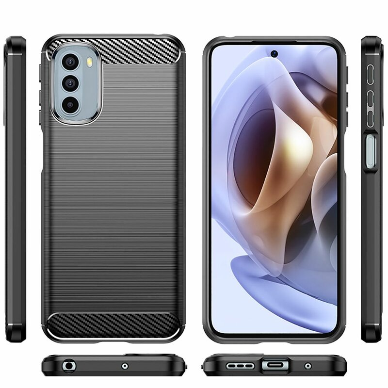 Husa Motorola Moto G31 Techsuit Carbon Silicone, negru