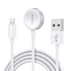 Cablu incarcare Apple Watch wireless, Lightning iPhone Yesido CA70, alb