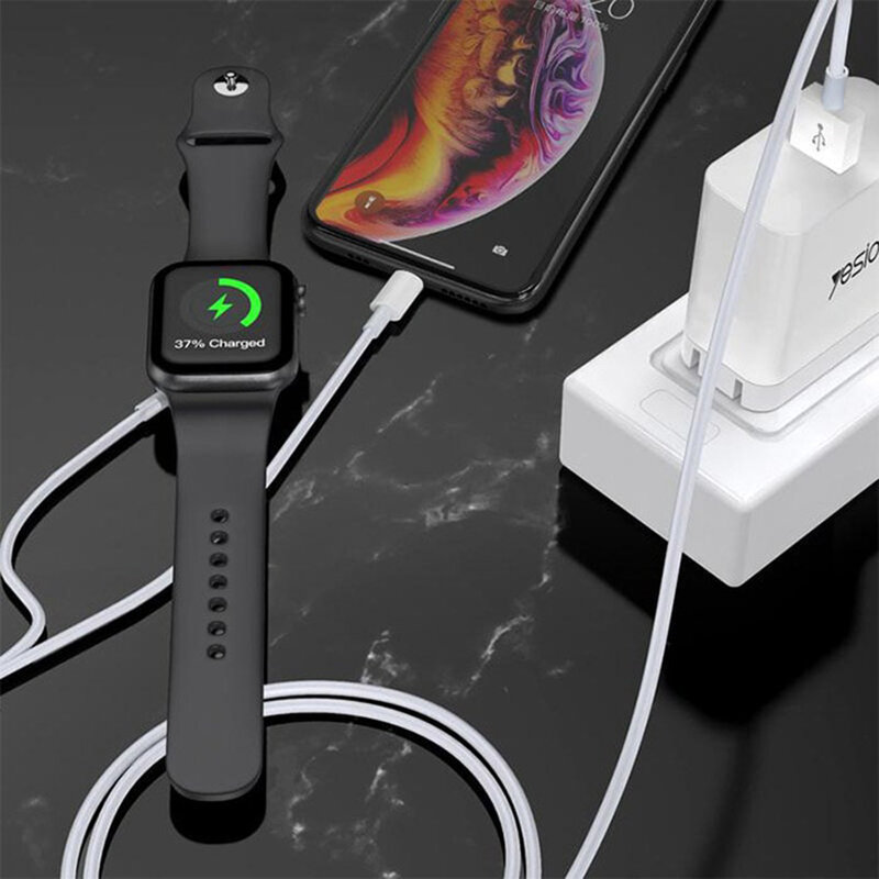Cablu incarcare Apple Watch wireless, Lightning iPhone Yesido CA70, alb