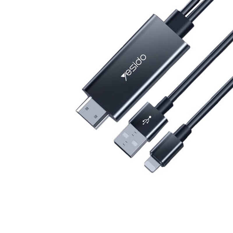 Cablu adaptor Lightning, USB la HDMI Yesido HM04, 1.8m, negru
