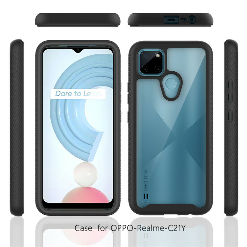 [Pachet 360°] Husa + folie Realme C21Y Techsuit Defense, negru