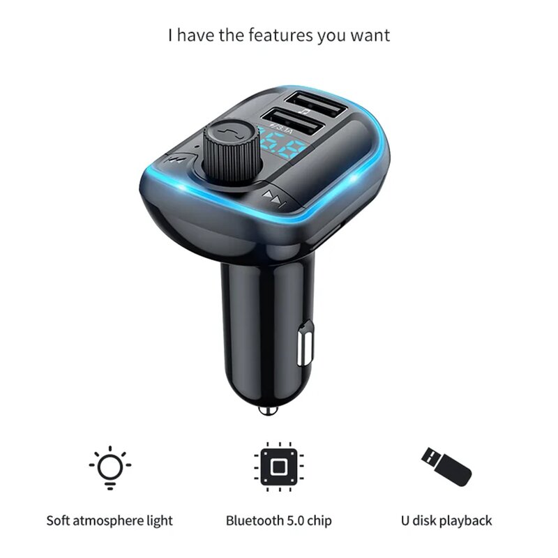 Modulator FM Bluetooth 2x USB, MicroSD Yesido Y44, 3.1A, negru