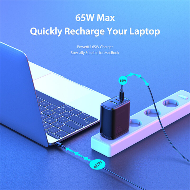 Incarcator Super Si Quick Charge USB, 2x Type-C PD65W Dux Ducis C110