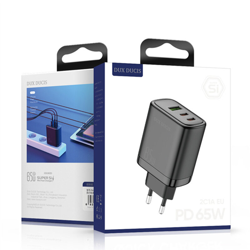 Incarcator Super Si Quick Charge USB, 2x Type-C PD65W Dux Ducis C110