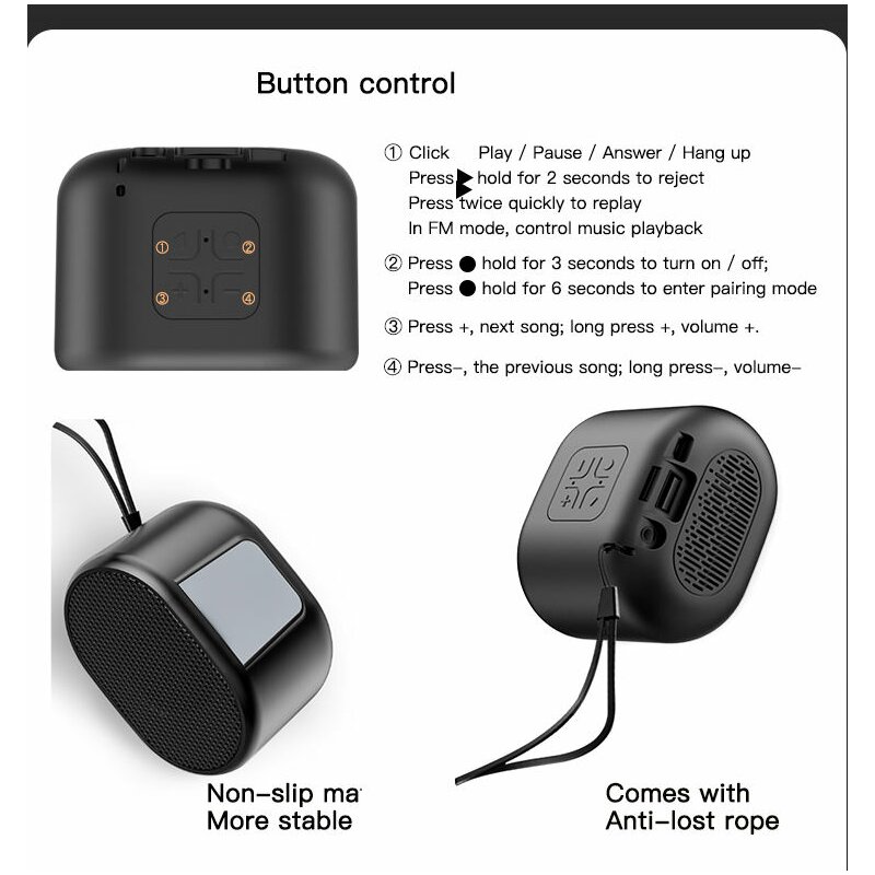 Mini boxa portabila wireless Bluetooth Yesido YSW03, 10W, negru