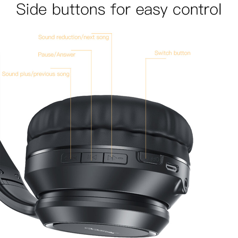 Casti on-ear Bluetooth noise cancelling Yesido EP03, negru