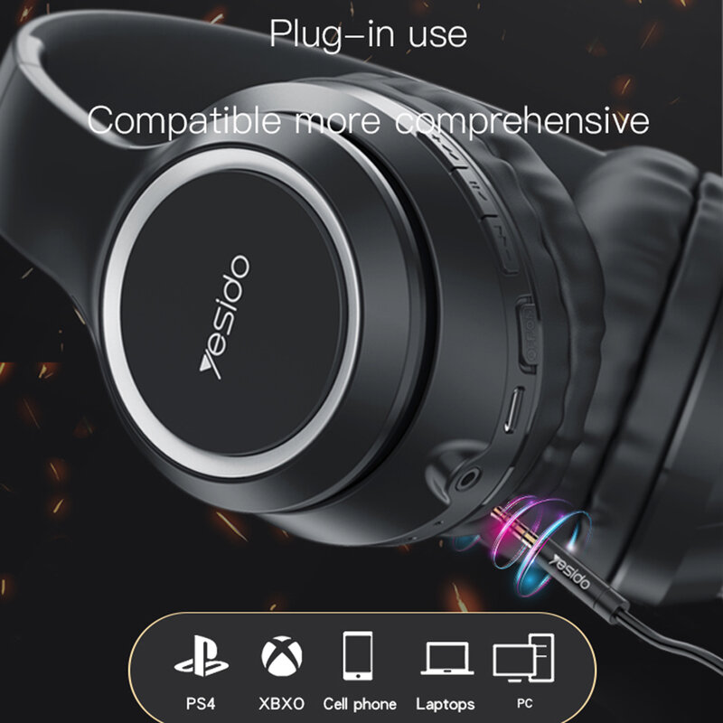 Casti on-ear Bluetooth noise cancelling Yesido EP03, negru