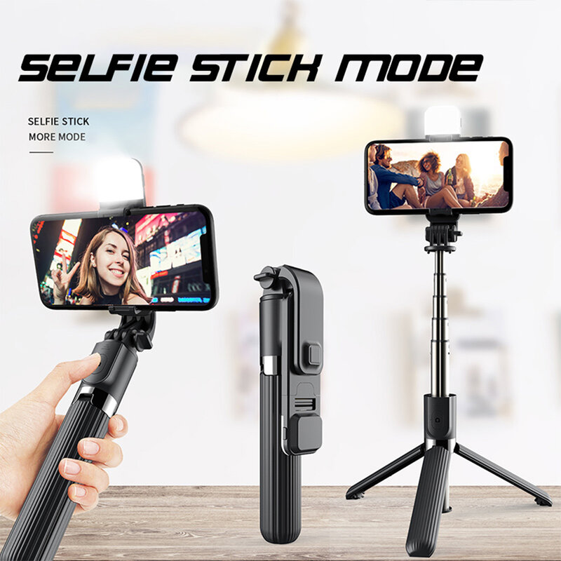 Selfie stick trepied Bluetooth cu LED Techsuit L03S, 84cm, negru