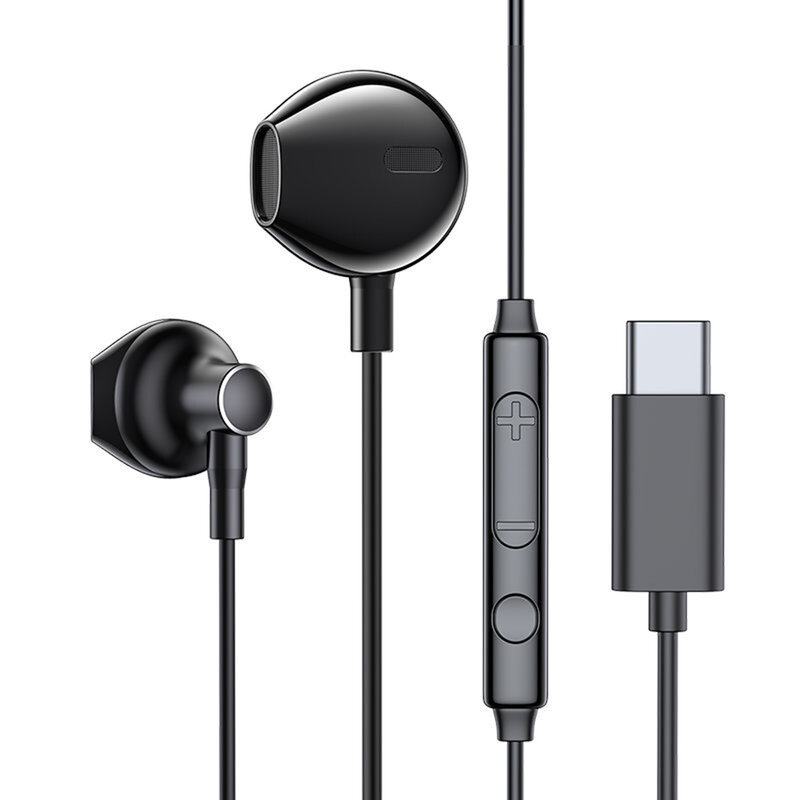 Casti in-ear USB-C cu fir si microfon Joyroom, negru, JR-EC03