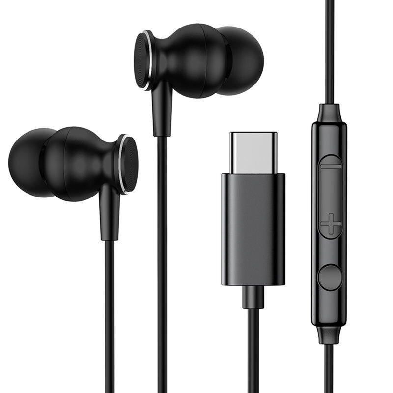Casti in-ear USB-C cu fir si microfon Joyroom, negru, JR-EC04