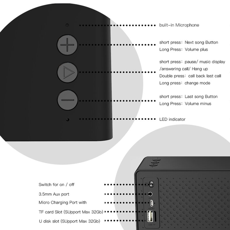 Boxa portabila wireless cu bass puternic Yesido YSW07, negru