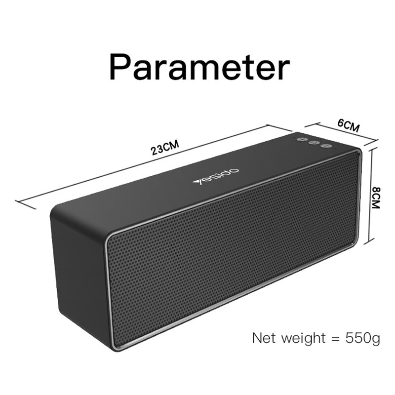 Boxa portabila wireless cu bass puternic Yesido YSW07, negru
