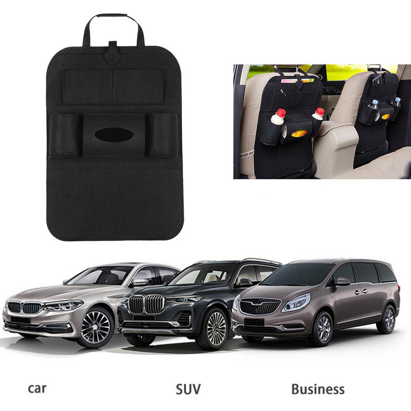 Organizator spatar scaun auto cu buzunare din pasla, negru, OCS-01