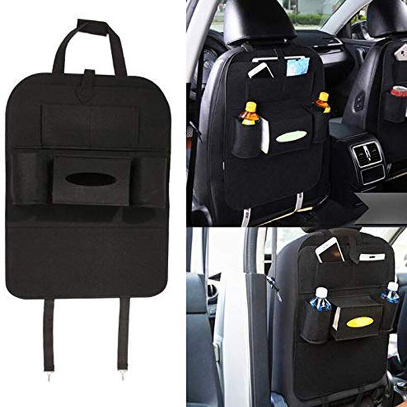 Organizator spatar scaun auto cu buzunare din pasla, negru, OCS-01