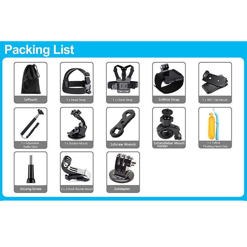 Kit 15in1 accesorii pentru camera de actiune GoPro Hero Techsuit CamQuest SA15