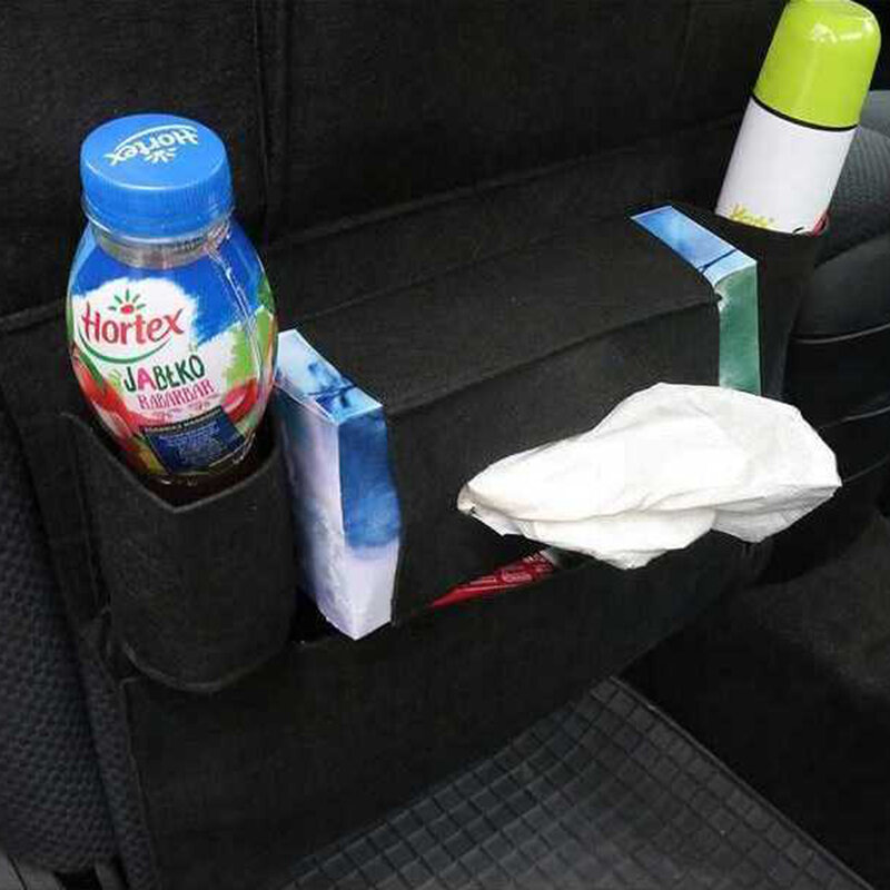 Organizator spatar scaun auto cu buzunare din pasla, negru, OCS-01