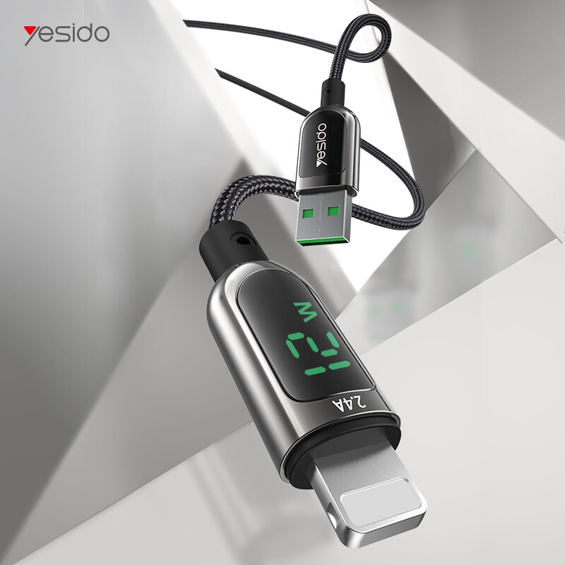 Cablu de date USB la Lightning Yesido CA84, 12W, 2.4A, 1.2m, negru