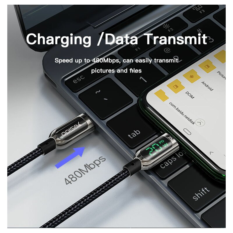 Cablu de date USB-C la Lightning Yesido CA86, 20W, 1.2m, negru