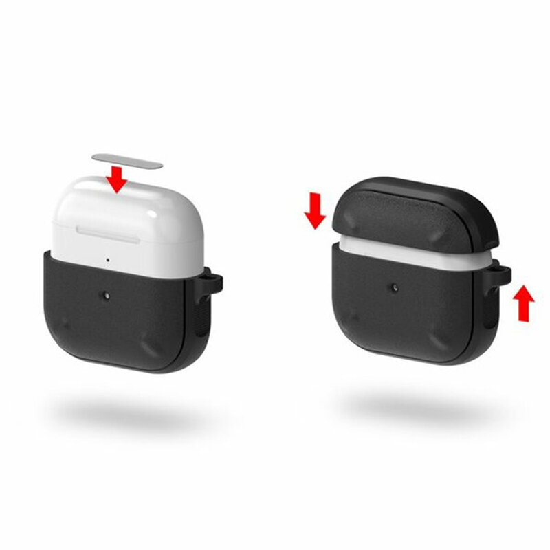 Husa AirPods 3 Ringke Onyx, holder metalic pentru prindere, negru