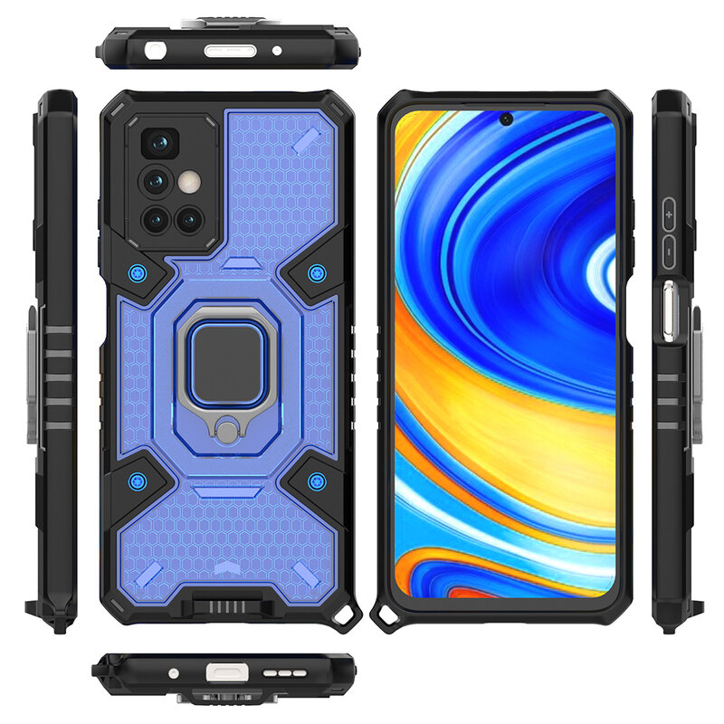 Husa antisoc Xiaomi Redmi 10 Techsuit Honeycomb, albastru