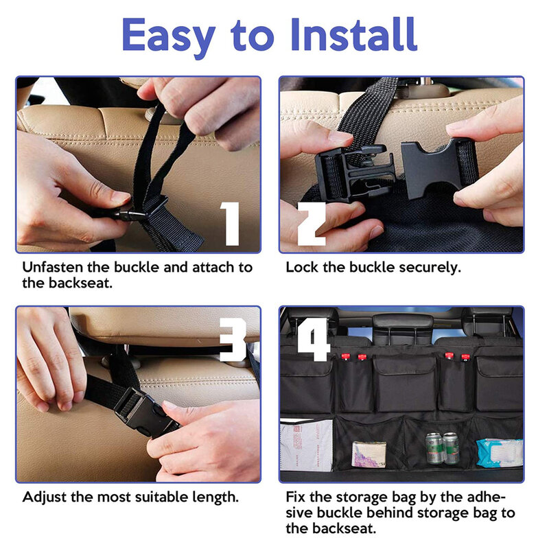 Organizator bancheta portbagaj auto cu 9 buzunare, negru, OCS-02