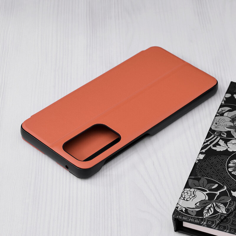 Husa Samsung Galaxy A73 5G Eco Leather View flip tip carte, portocaliu