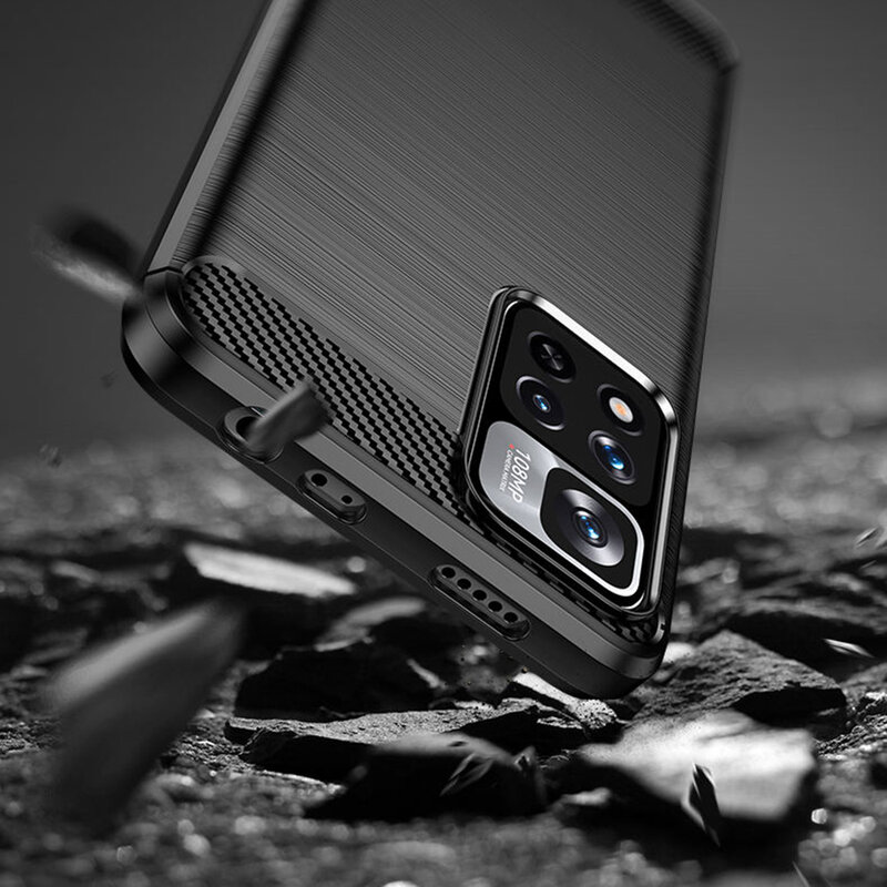 Husa Xiaomi Redmi Note 11 Pro+ 5G Techsuit Carbon Silicone, negru