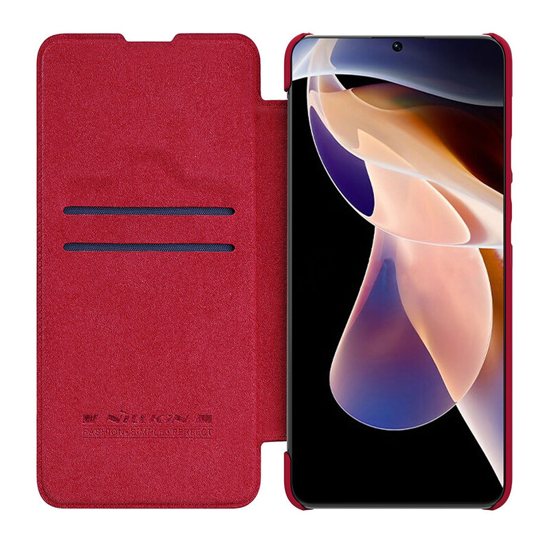 Husa Xiaomi Redmi Note 11 Pro+ 5G Nillkin QIN Leather, rosu