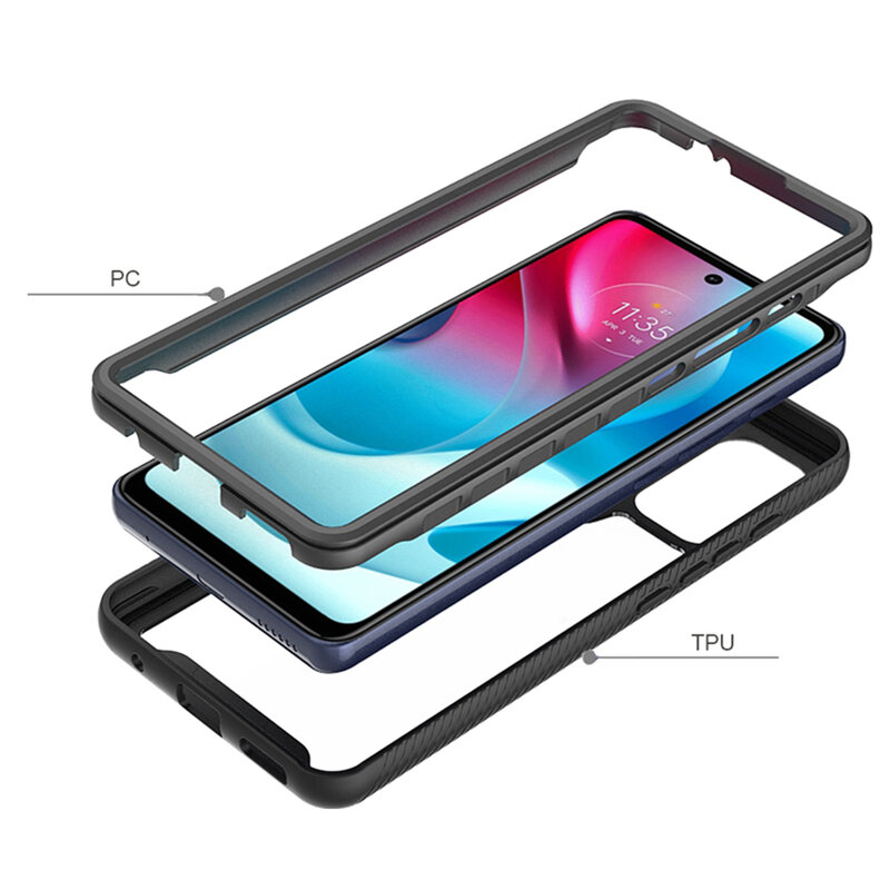 [Pachet 360°] Husa + folie Motorola Moto G60S Techsuit Defense, negru