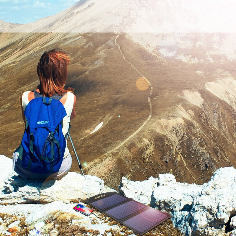 Panou solar incarcare telefon Choetech, 2x USB, 19W, SC001