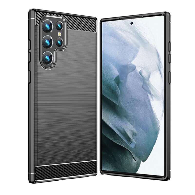 Husa Samsung Galaxy S22 Ultra 5G TPU Carbon, negru