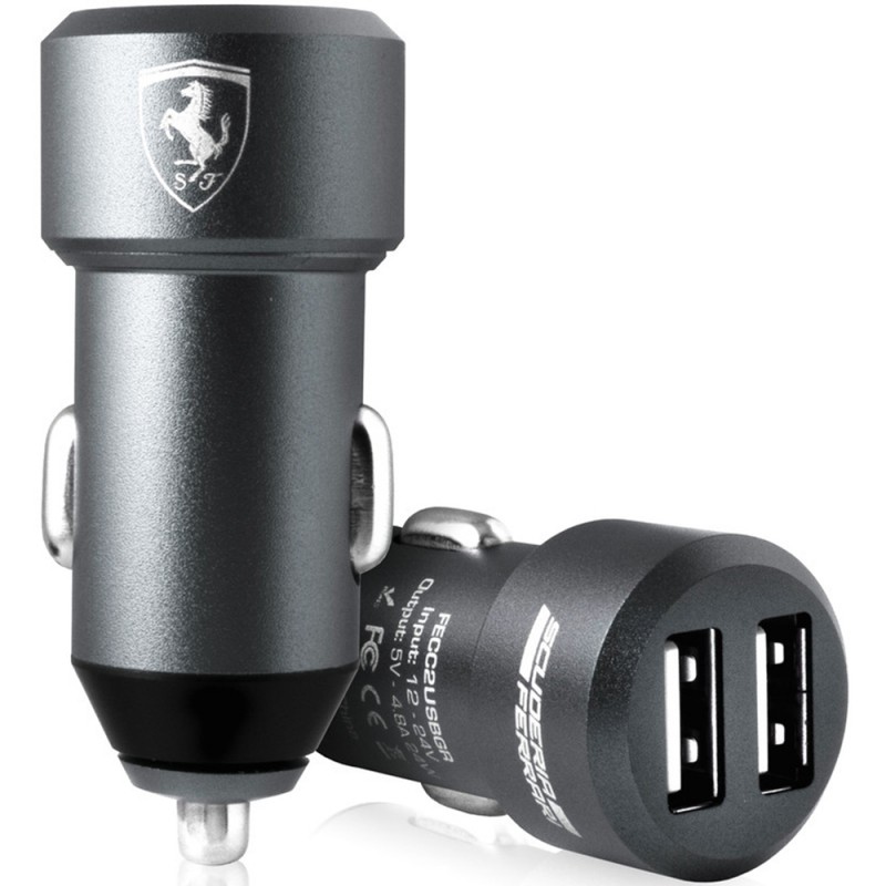 Incarcator Auto Original Ferrari 2xUSB 4.8A FECC2USBGR - Gri
