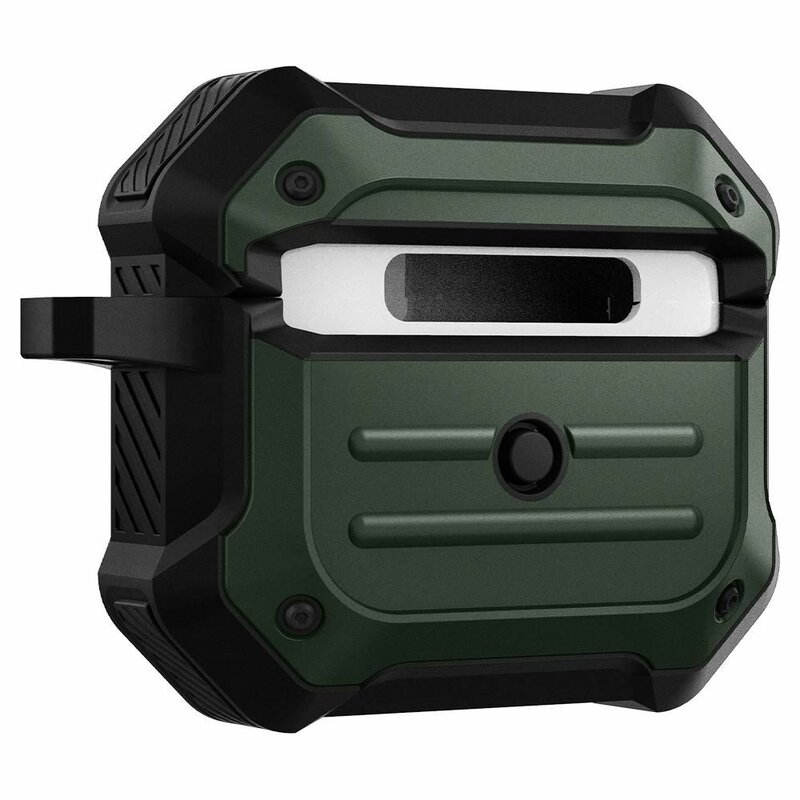 Husa Apple AirPods 3 Spigen Tough Armor, holder metalic, verde