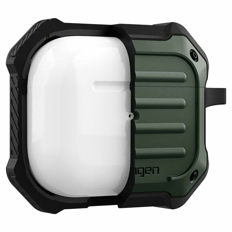 Husa Apple AirPods 3 Spigen Tough Armor, holder metalic, verde