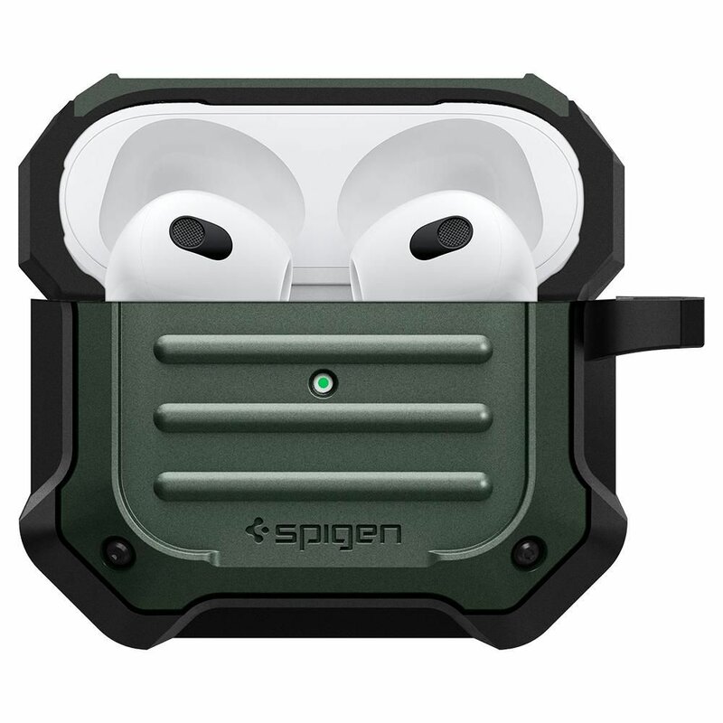 Husa Apple AirPods 3 Spigen Tough Armor, holder metalic, verde