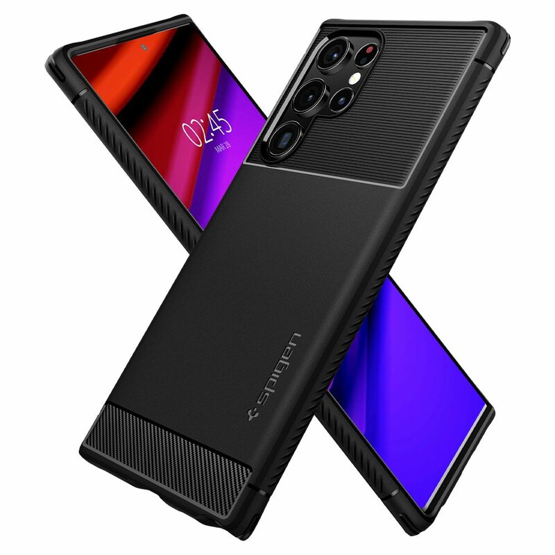 Husa Samsung Galaxy S22 Ultra 5G Spigen Rugged Armor, negru