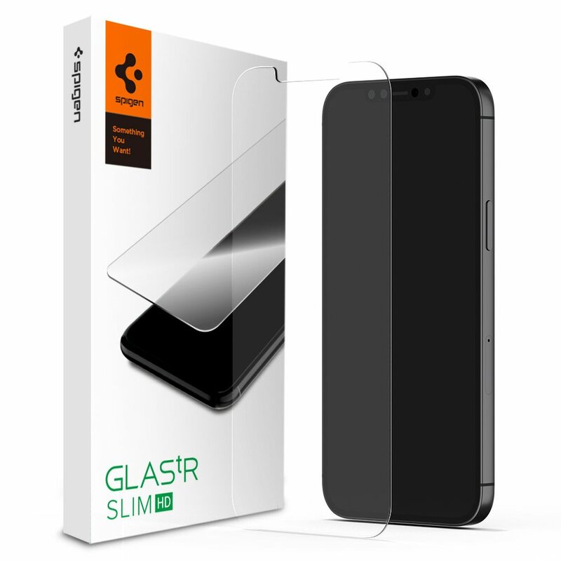 Folie sticla iPhone 12 Pro Max Spigen Glas.tR Slim HD, clear, AGL01467