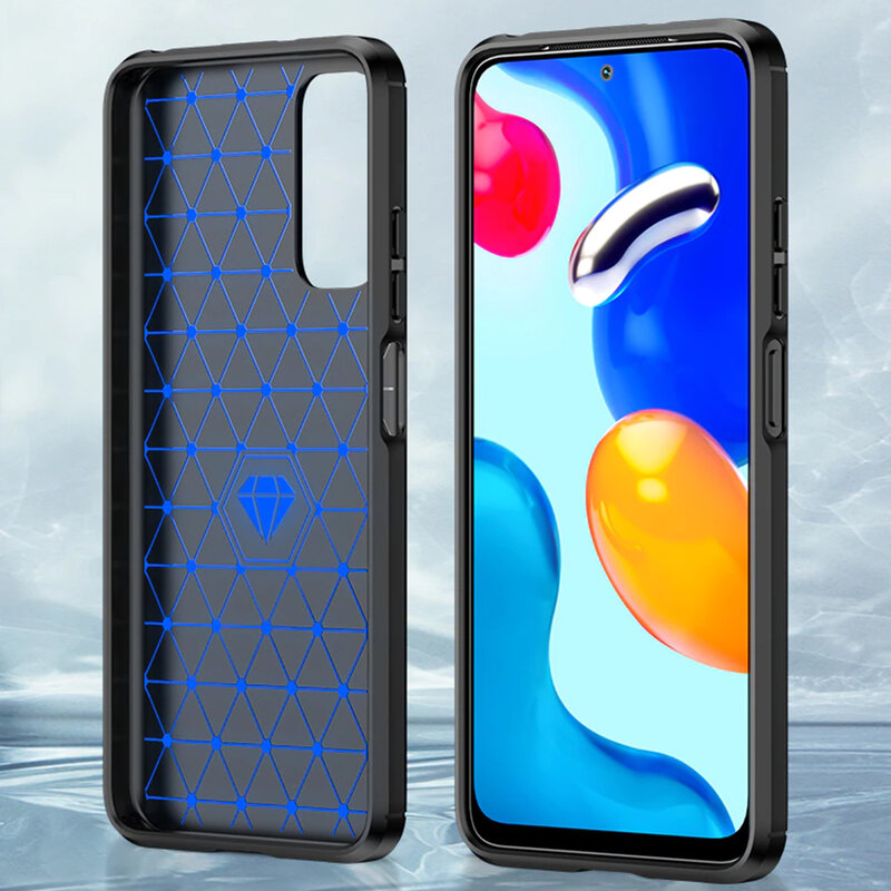 Husa Xiaomi Redmi Note 11 Techsuit Carbon Silicone, negru