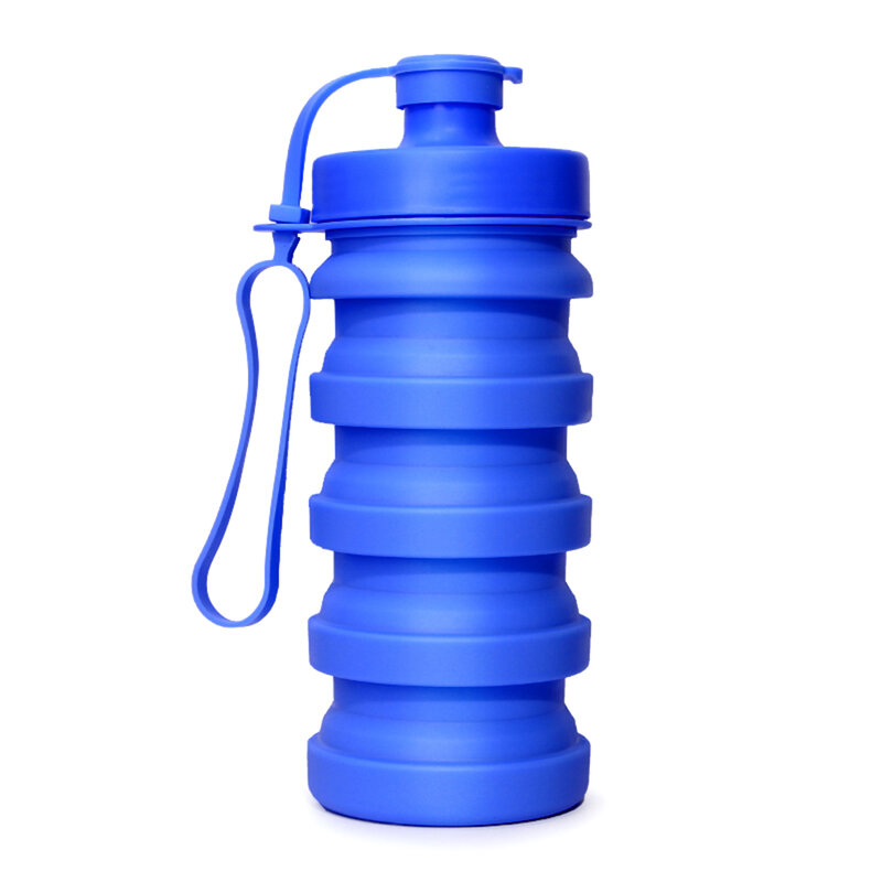 Sticla de apa sport reutilizabila pliabila Techsuit, albastra, 1105.06