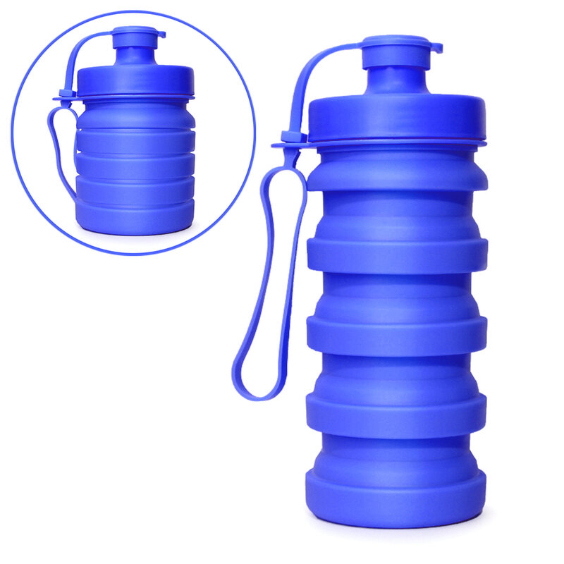 Sticla de apa sport reutilizabila pliabila Techsuit, albastra, 1105.06