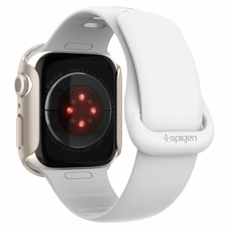 Husa Apple Watch 7 41mm Spigen Thin Fit, crem