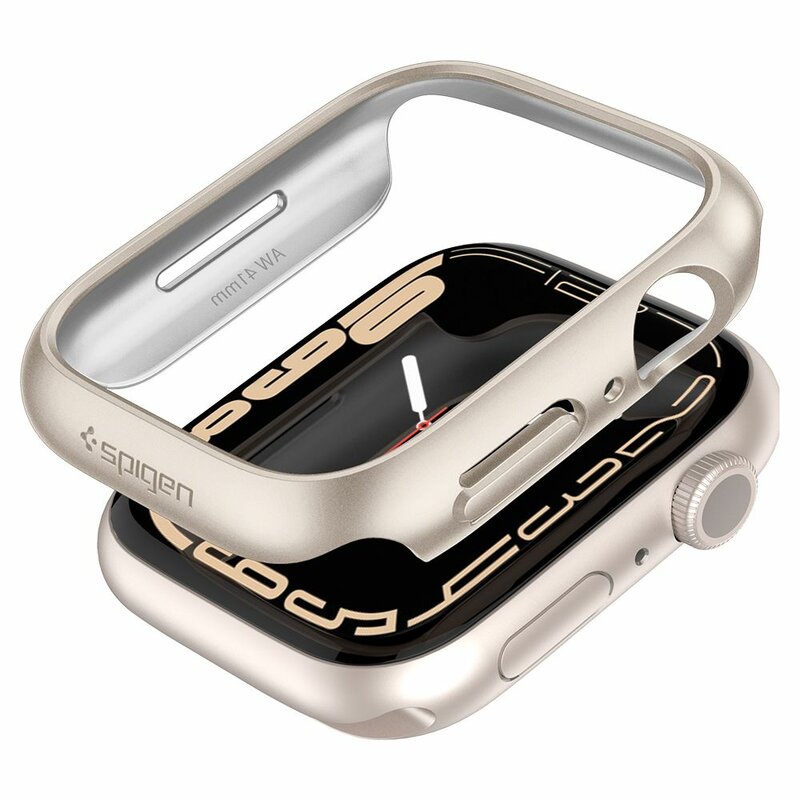 Husa Apple Watch 7 41mm Spigen Thin Fit, crem
